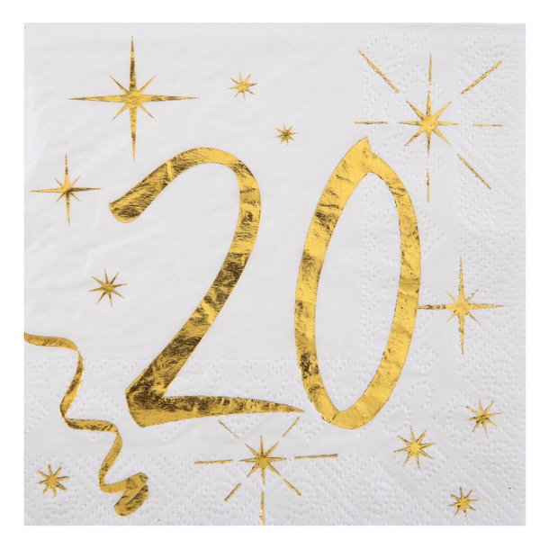 Servietter 20 Køb servietter til 20 års fødselsdag.